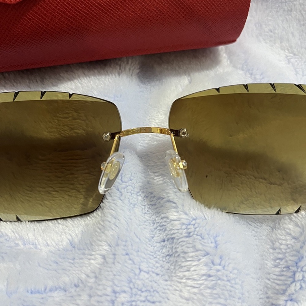 Cartier Rimless Rectangular Gradient Brown Sungla… - image 6